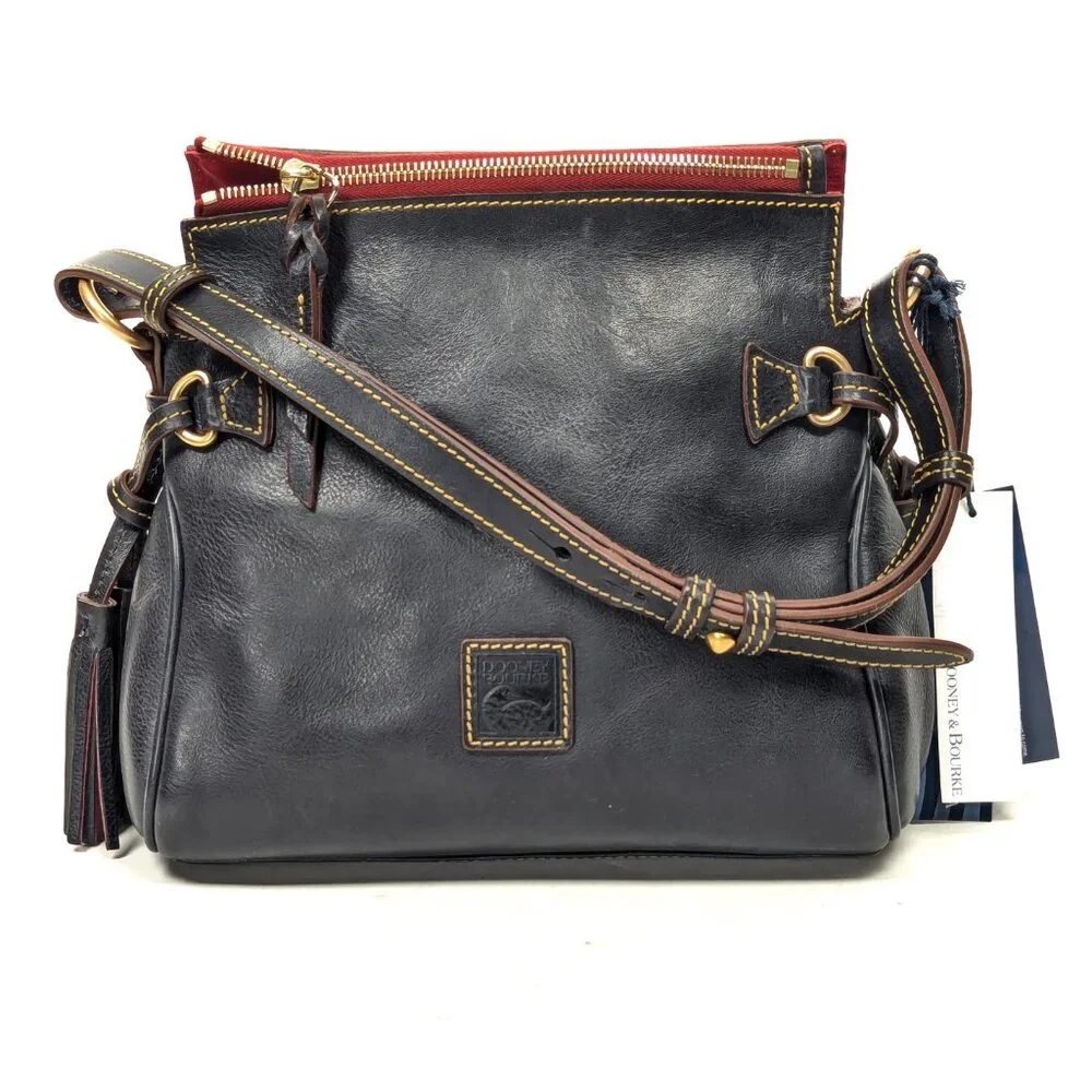 DOONEY & BOURKE USA Black Leather Florentine Hobo Satchel - Made in USA - NEW - Picture 3 of 16